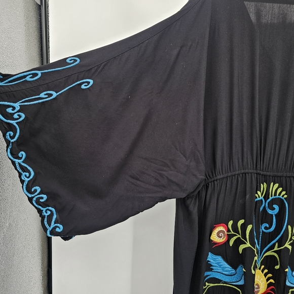 Embroidered Boho Heart & Birds Butron Down Maxi Dress Womens Size Xl - Picture 7 of 9